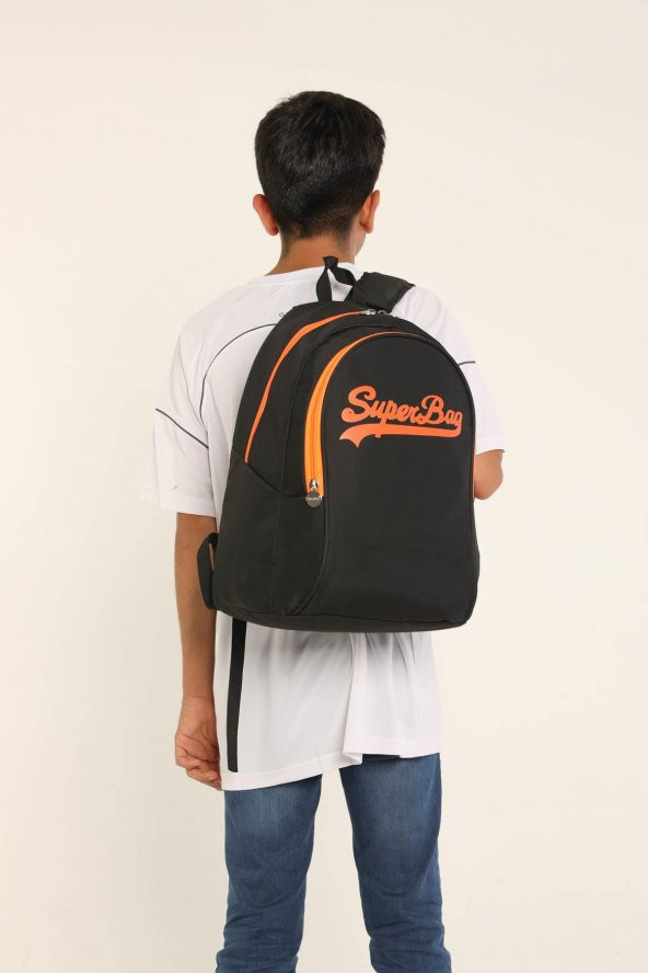 Superbag Sırt Çantası Siyah&Fosforlu Portakal - 8