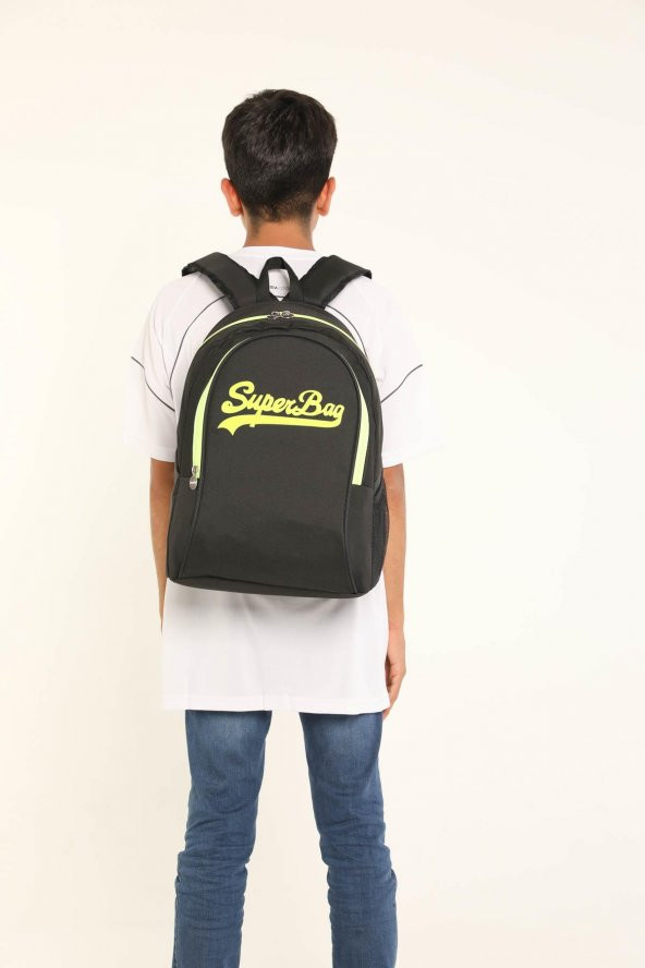 Superbag Sırt Çantası Siyah&Fosforlu Sarı - 6