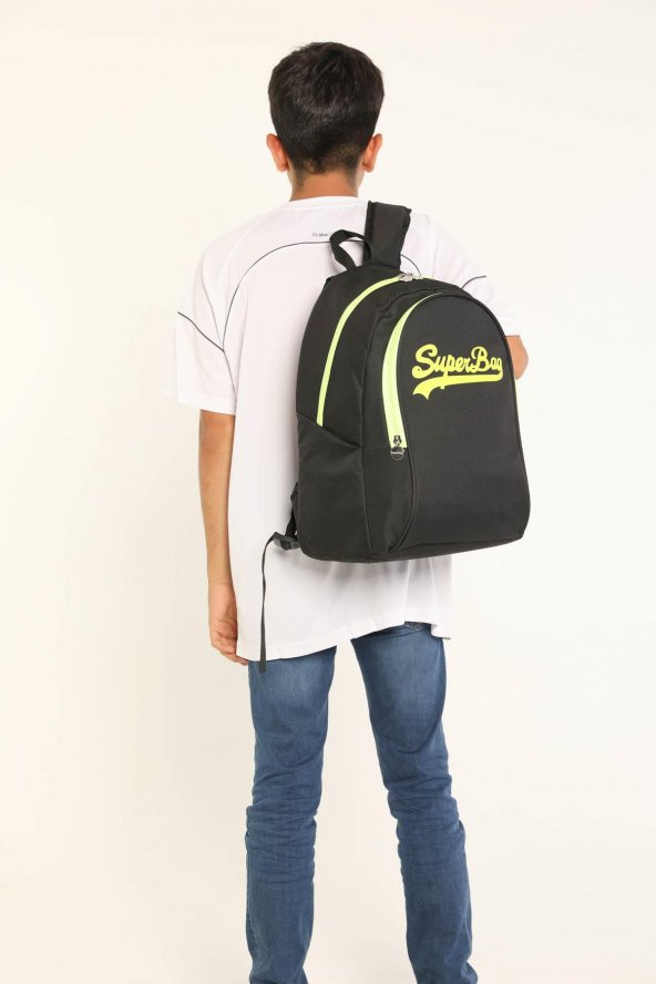 Superbag Sırt Çantası Siyah&Fosforlu Sarı - 8