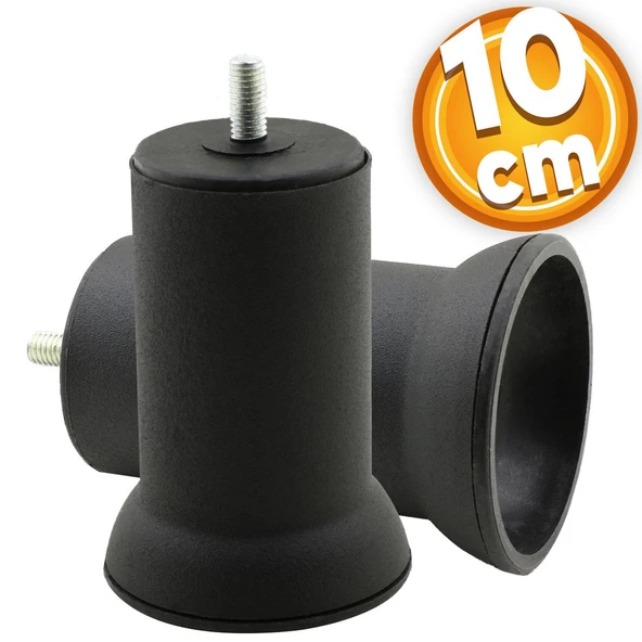 Mobilya Koltuk Kanepe Baza Çekyat Yükseltme Metal Ince Diş M8 Siyah Ayağı Ayakları 10 Cm 4 Adet - 8