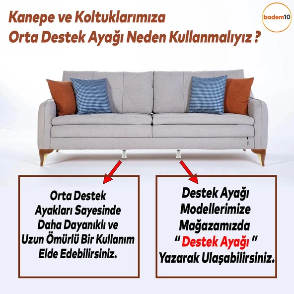 Mobilya Baza Kanepe Koltuk Çekyat Yükseltme Ayağı M8 Ince Diş Beyaz Metal Ayakları 12 Cm 4 Adet - 3