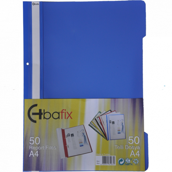 Bafix Telli Dosya Plastik XL Mavi A4 1 Paket (50 Adet)