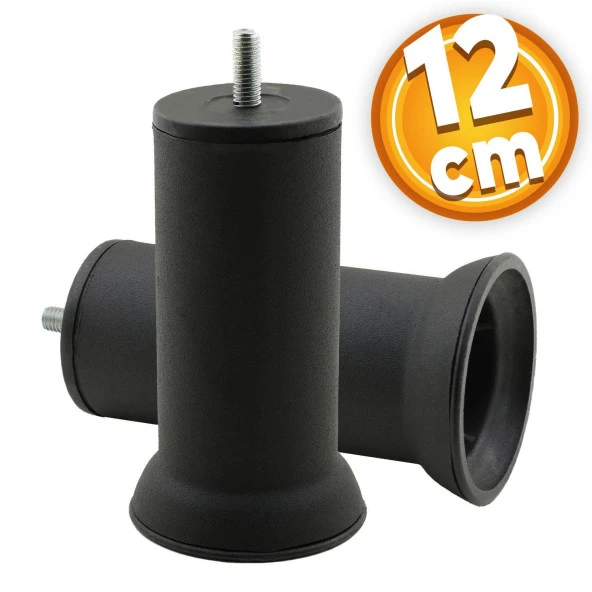 Mobilya Baza Kanepe Koltuk Çekyat Yükseltme Ayağı M8 Ince Diş Siyah Metal Ayakları 12 Cm (12 ADET) - 8