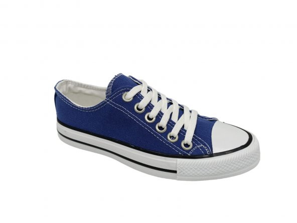 Uniseks Mavi Bağcıklı Keten Ayakkabı - Resim 2