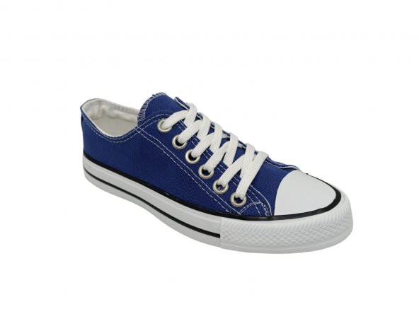 Uniseks Mavi Bağcıklı Keten Ayakkabı - Resim 4