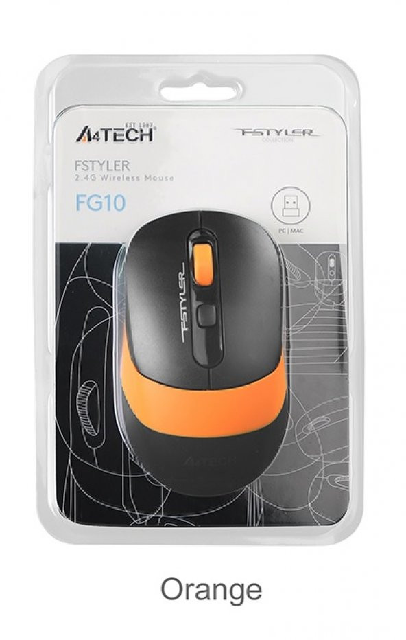 A4-Tech fg10 2000 dpı kablosuz turuncu mouse