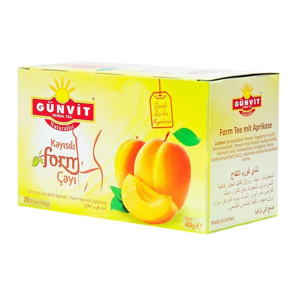 Günvit Naturalist Kayısılı Form Bitki Süzen Poşet Çay 20 x 2 Gr