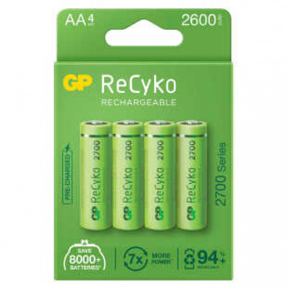 GP Batteries ReCyko 2700 AA Kalem Ni-MH Şarjlı Pil,