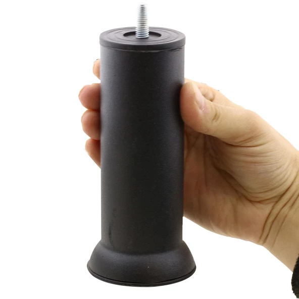 Mobilya Baza Kanepe Koltuk Çekyat Yüksetlme Ayağı M8 Ince Diş Siyah Ayakları 15 Cm Metal (12 ADET) - 3