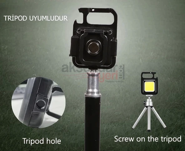 Şarj Edilebilir Led, Anahtarlık El Feneri, Mıknatıslı Fener, Kamp Aydınlatma ,cob Ledli 800 Lümen - 5