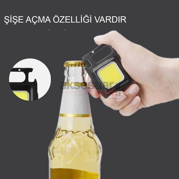 Şarj Edilebilir Led, Anahtarlık El Feneri, Mıknatıslı Fener, Kamp Aydınlatma ,cob Ledli 800 Lümen - 6