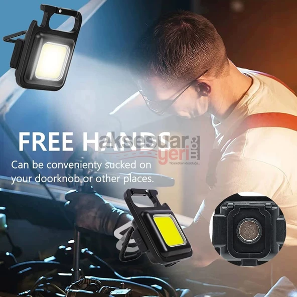 Şarj Edilebilir Led, Anahtarlık El Feneri, Mıknatıslı Fener, Kamp Aydınlatma ,cob Ledli 800 Lümen - 2