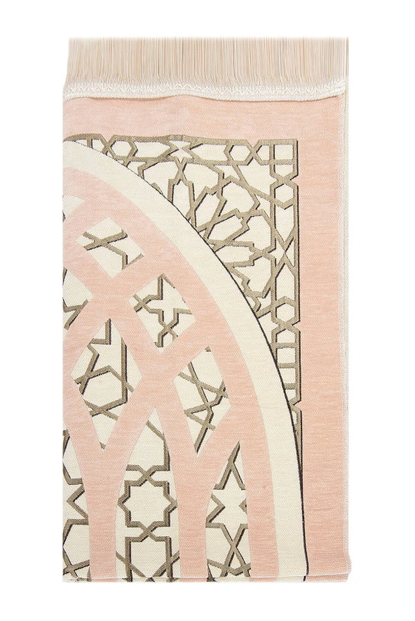 Yıldız Desenli Şönil Seccade - Krem - Resim 2