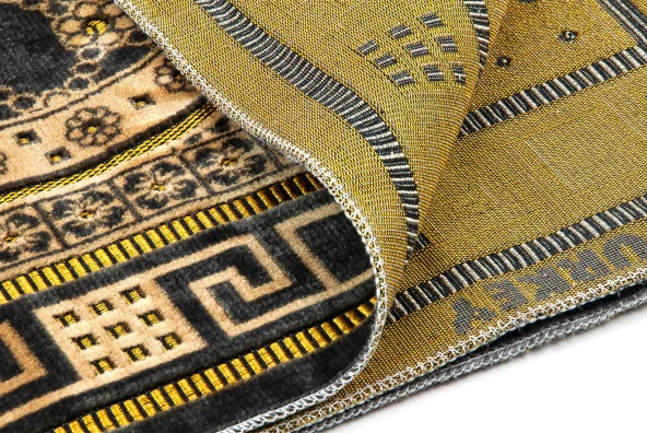 Lüks Kadife Şipinger Seccade  Tesbih Hediyeli Gri - Resim 3