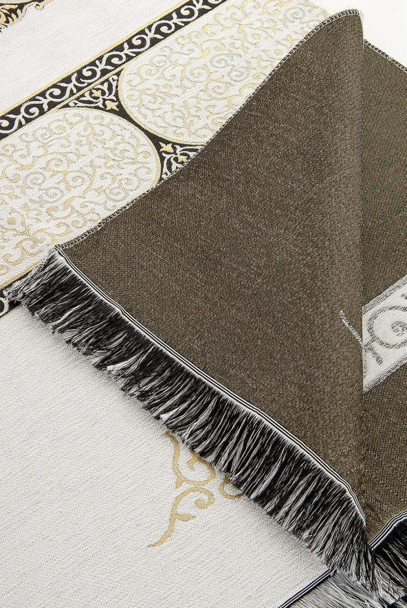 Kabe Kapısı Desenli Şönil Seccade - Beyaz - Resim 3