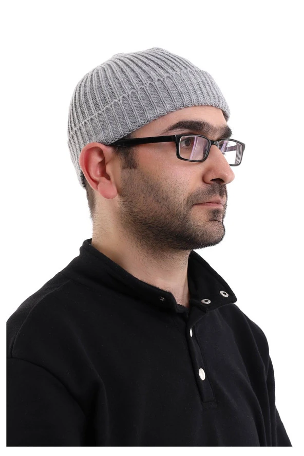 Orlon Katlamalı Takke - Gri - Resim 2