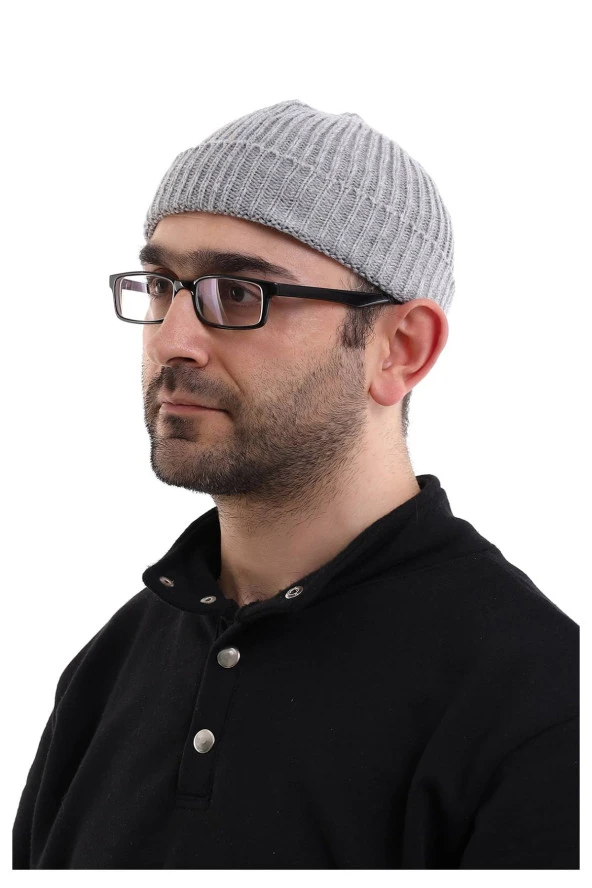 Orlon Katlamalı Takke - Gri - Resim 4