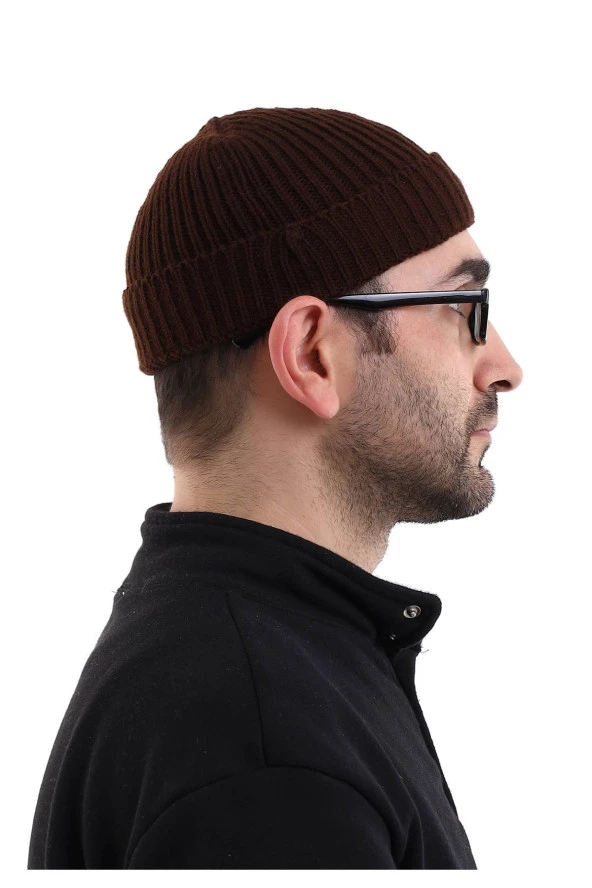 Orlon Katlamalı Takke - Kahverengi - Resim 3