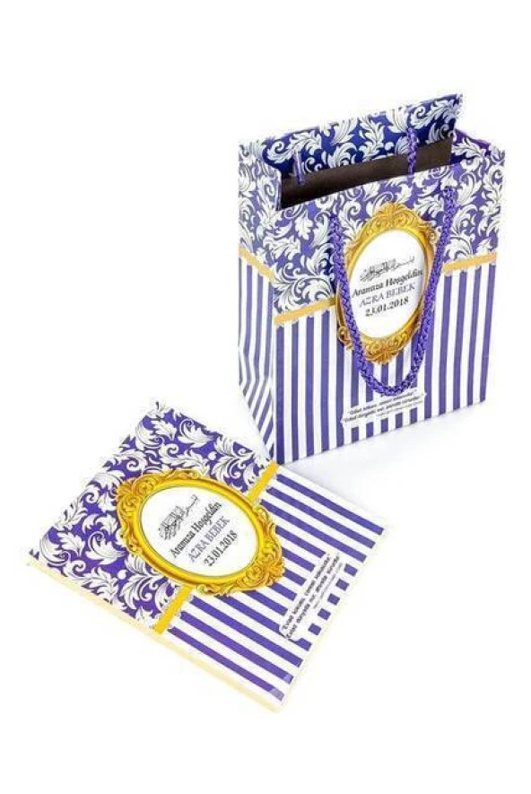 20 ADET - Yasin Kitabı - Çanta Boy - 128 Sayfa - Özel İsim Etiketli - Karton Çantalı - Mor Renk - Mevlid Hediyeliği - Resim 3