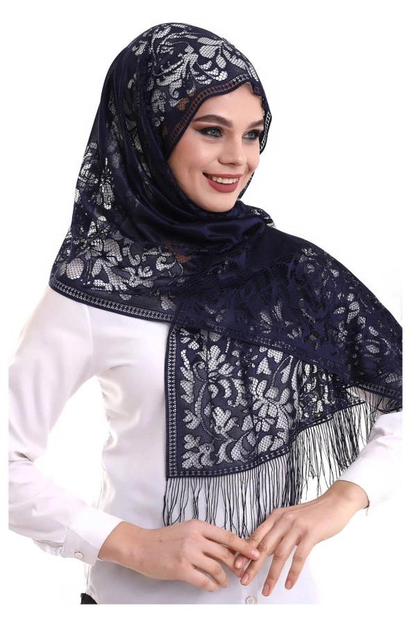 Narin Pamuk Tül Şal Mor-2 60x160 - Resim 2