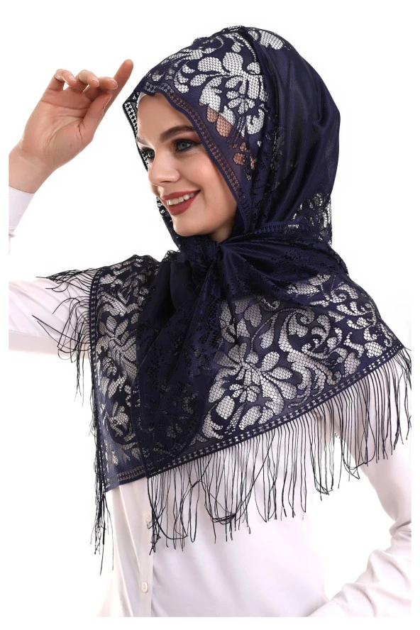 Narin Pamuk Tül Şal Mor-2 60x160 - Resim 4