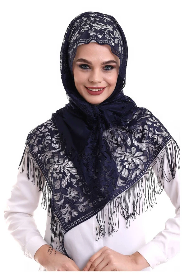 Narin Pamuk Tül Şal Mor-2 60x160 - Resim 5