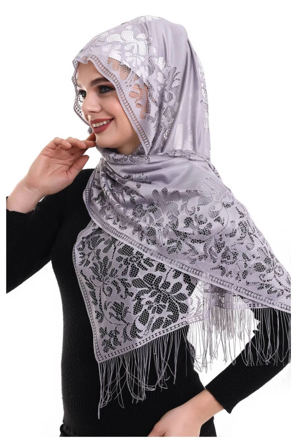 Narin Pamuk Tül Şal Lila-2 60x160 - Resim 2