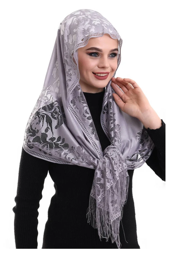 Narin Pamuk Tül Şal Lila-2 60x160 - Resim 4