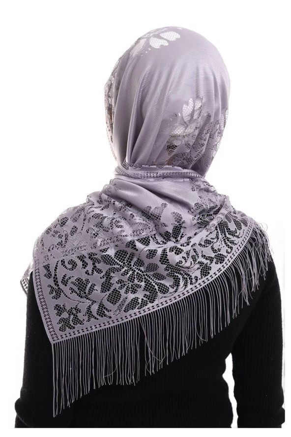 Narin Pamuk Tül Şal Lila-2 60x160 - Resim 6
