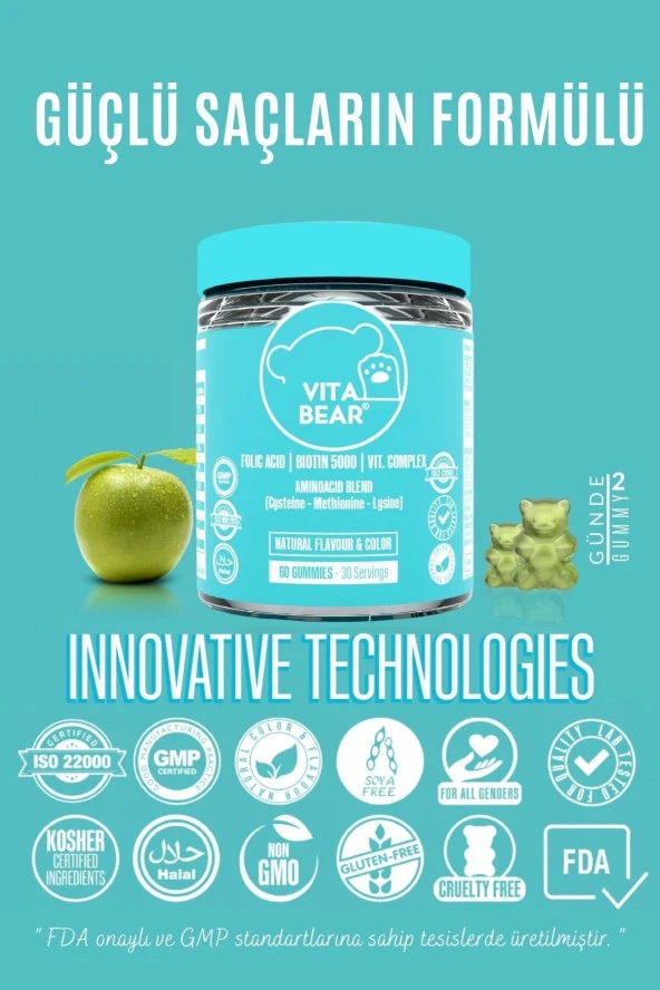 VitaBear Strong Hair Gummy Vitamin 60 Adet X 2 - 2