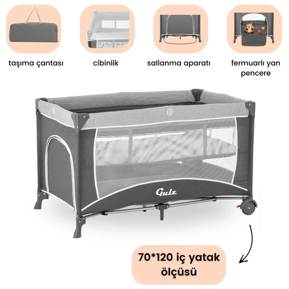 Gulz Raftel Park Yatak Oyun Parkı Bebek Beşik 70x120 Cm ürün görseli