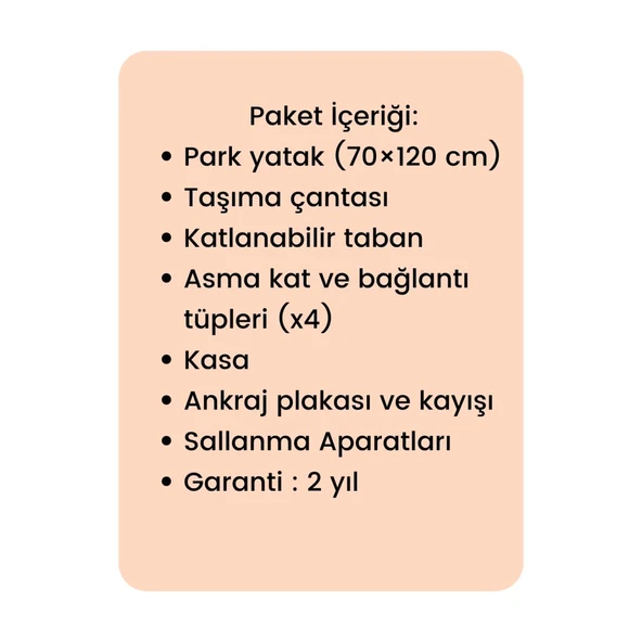 Gulz Raftel Oyun Parkı Bebek Beşik 70x120 Cm + YATAKLI Light Grey - Resim 6