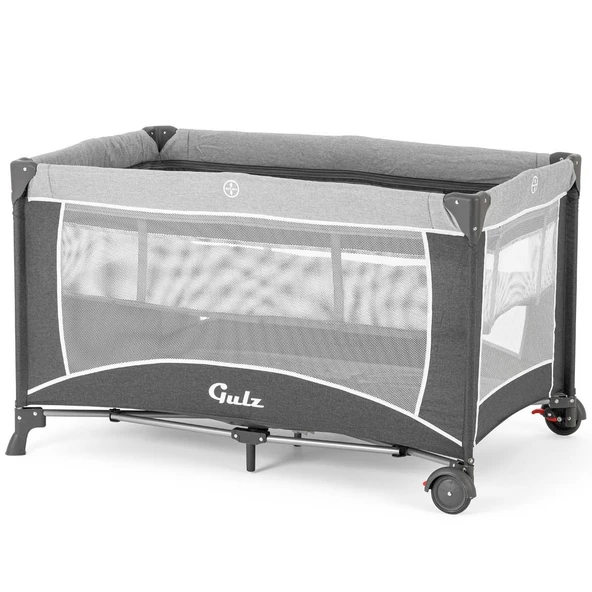 Gulz Raftel Oyun Parkı Bebek Beşik 70x120 Cm + YATAKLI Dark Grey - 2