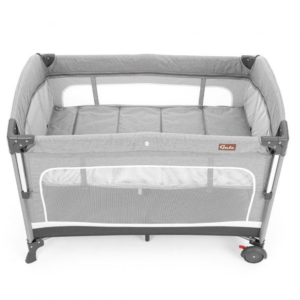 Gulz Omega Anne Yanı Sallanır Cibinlikli Oyun Parkı Bebek Beşik 70x110 cm + Pamuk Yatak Dark Grey - 5
