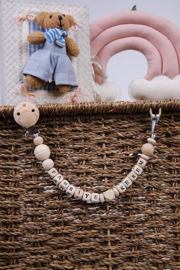 Babyhola Anneler Günü Özel İsimli Hediyelik Ahşap Emzik Askısı 5035 - 7