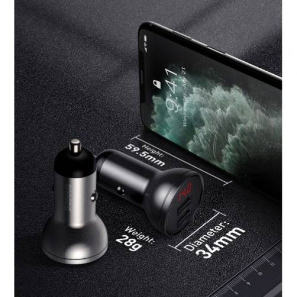 Baseus 24W Çift USB Girişli Araç Çakmaklık Şarjı Araç Şarjı Ulta Hızlı Şarj - 4