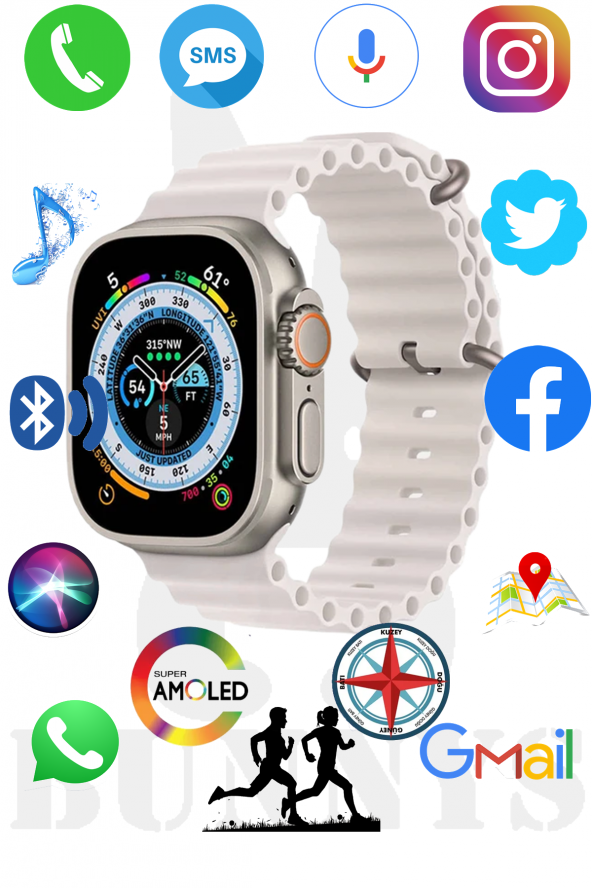 Apple iPhone Uyumlu Akıllı Saat Konuşma Özellikli Watch 8 Ultra 49MM AMOLED EKRAN