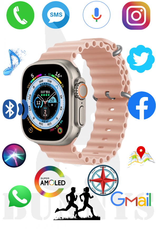 Apple iPhone Uyumlu Akıllı Saat Konuşma Özellikli Watch 8 Ultra 49MM AMOLED EKRAN ürün görseli