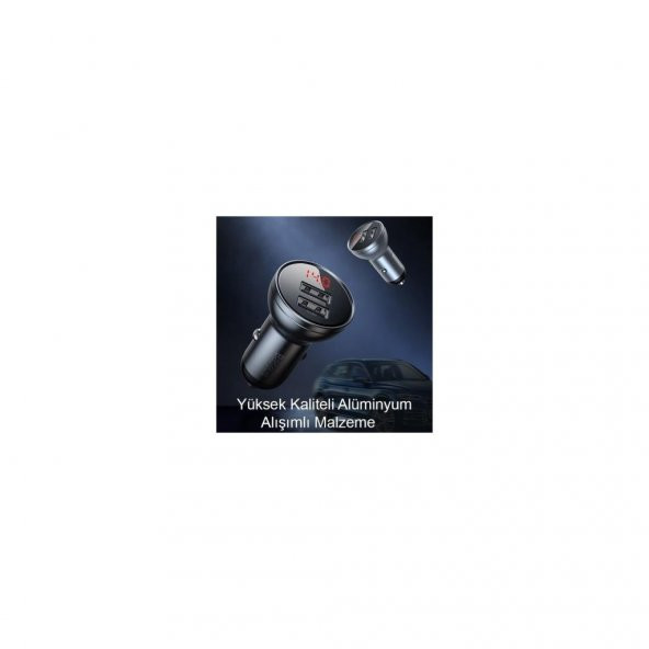Baseus Digital Display 24W 4.8A Dual USB Çİft USB Hızlı Araç Şarjı CCBX-0G - Siyah - 4