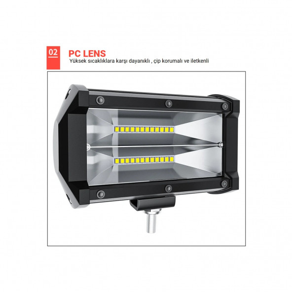 Dc 9-30V Su Geçirmez Çift Sıra 24 LED Off Road Spot Lambası 72W AA142 - 2