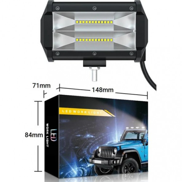 Dc 9-30V Su Geçirmez Çift Sıra 24 LED Off Road Spot Lambası 72W AA142 - 3