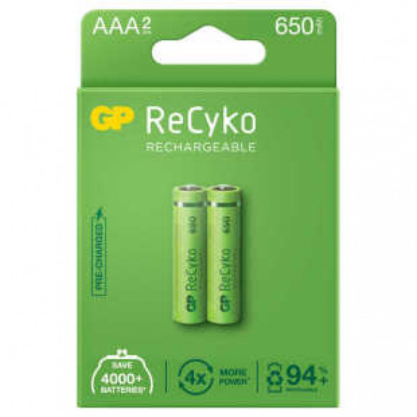 GP Batteries ReCyko 650 AAA İnce Kalem Ni-Mh Şarjlı Pil