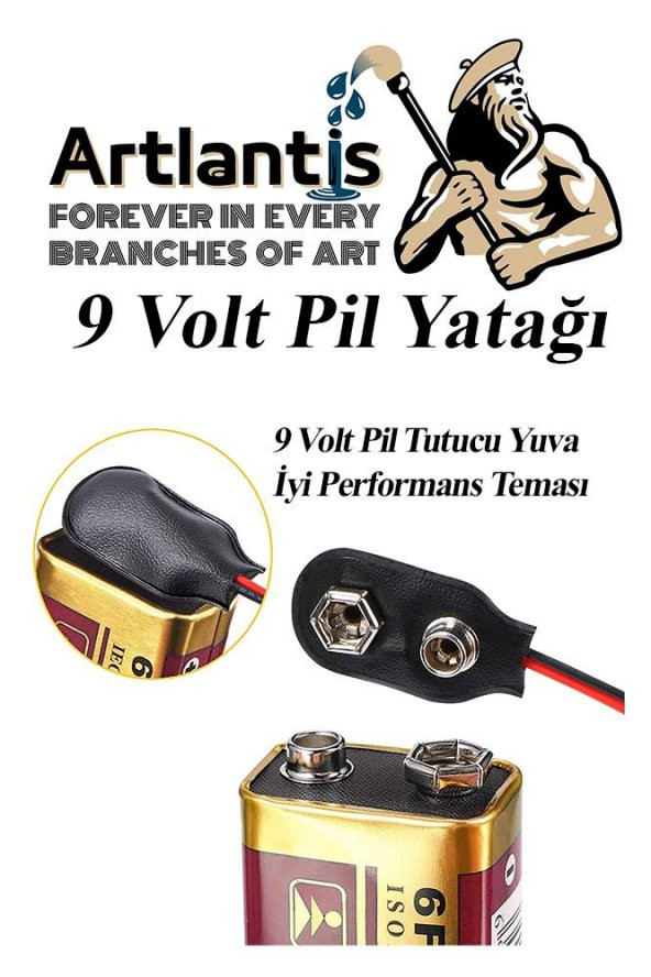 9 Volt Pil Yatağı 1 Adet 9V Pil Yuvası İkili 9V Pil Başlığı Pil Tutucu Okul Hobi Elektrik Deney - 2