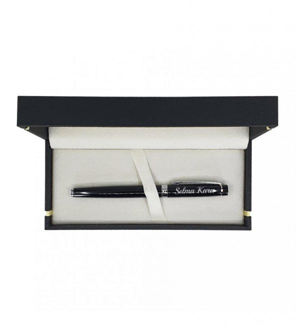 Kişiye Özel Scrikss Özel Kutulu Siyah Krom Dolma Kalem HK2224 - 3