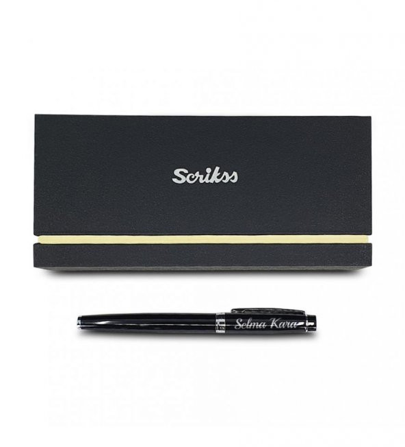 Kişiye Özel Scrikss Özel Kutulu Siyah Krom Dolma Kalem HK2224 - 5