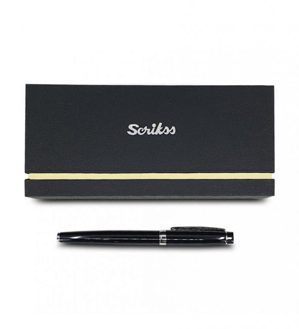 Scrikss Siyah Krom Özel Kutulu Dolma Kalem HK2222 - 6