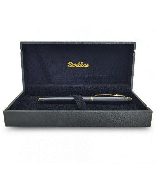 Scrikss Mat Siyah Özel Kutulu Altın Dolma Kalem HK2220 - 4
