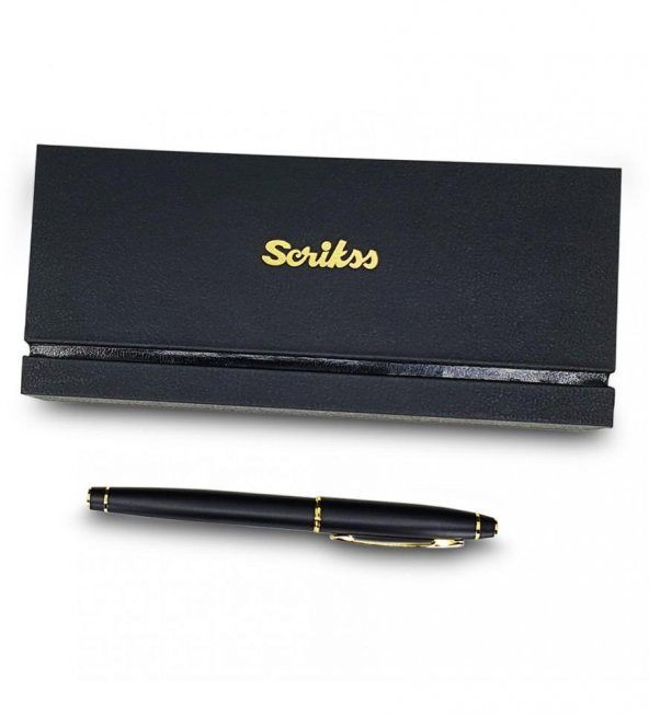 Scrikss Mat Siyah Özel Kutulu Altın Dolma Kalem HK2220 - 6