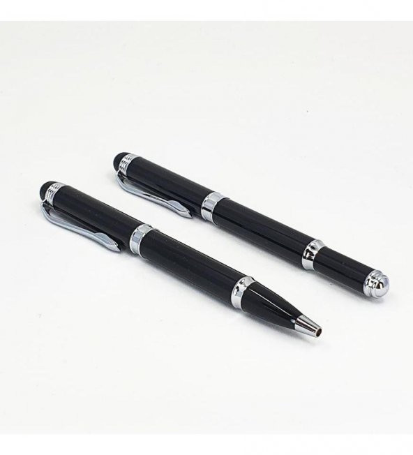 Siyah Metal Roller & Tükenmez Kalem Seti HK336 - 2