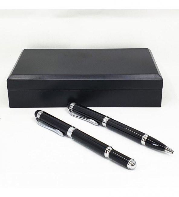 Siyah Metal Roller & Tükenmez Kalem Seti HK336 - 4